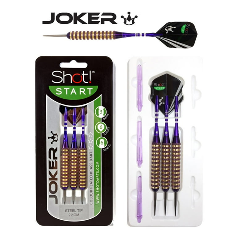 Shot Darts Joker Plated Brass Steel Tip Dart Set - Walmart.com