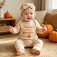 thumbnail image 2 of 3-6 Months Infant Jumpsuit Baby Girl Outfit Cutest Pumpkin Long Sleeve Romper Jumpsuit Girl Outfits Clothes,Beige Jumpsuit One-Piece Jumpsuit, 2 of 6