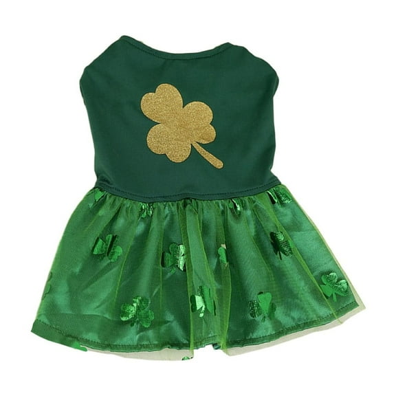 Diceymbol 2025 New Dog Dress Clover Pattern Pet Tutu Skirt Small Dog Cat Apparel Formal Pet Prom Dress for Easter Wedding Birthday St. Patrick's Day Welcome to Easter
