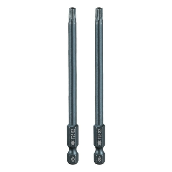 Uxcell 2pcs T25 Torx Screwdriver Bit 1/4" Hex Shank 4" Long S2 Steel Magnetic 6 Point Screw Driver Bits Industrial Grade Tamper Proof Star Drill Bits with No Hole Torx Head