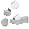 thumbnail image 4 of Slippers for Women,Fashion Solid Color Platform Slippers Temperament Comfortable Breathable Shoes,Womens Slippers,Silver,6.5, 4 of 7