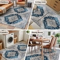 thumbnail image 5 of 3'x5' Area Rugs, Blue Boho Floral Indoor Outdoor Area Rug for Living Room Bedroom, Vintage National Floral Textured Washable Bathroom Rugs Kitchen Floor Carpet Mats Home Decor Aesthetic, 5 of 8