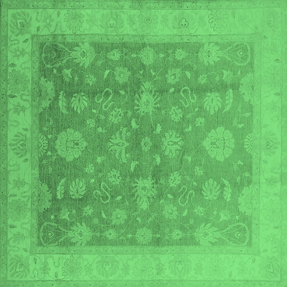 Ahgly Company Indoor Square Oriental Emerald Green Traditional Area Rugs, 3' Square
