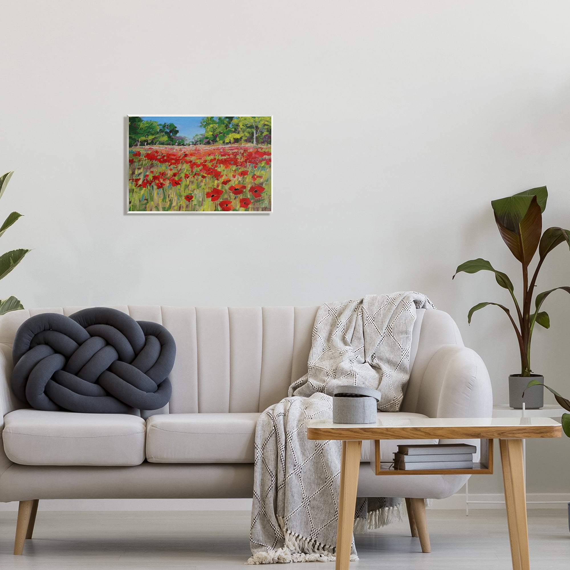 Stupell Vivid Poppy Field Modern Scenery Botanical & Floral Painting Wall Plaque Unframed Art Print Wall Art