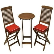Outdoor Interiors Eucalyptus 3 Piece Round Bistro Outdoor Furniture Set - includes cushions