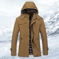 thumbnail image 2 of Men's Autumn Casual Windproof Hooded Jacket Loose Fit Long Plaid Lined Coat Lightweight Outdoor Sports Top, 2 of 2