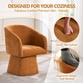 thumbnail image 6 of ENYLAY Swivel Modern Accent Chair,Luxury Fabric Upholstered Makeup Chair Comfy Barrel Chair with No Wheels,360°Rotating Vanity Armchair for Living Room Bedroom Office (Orange, Set of 1), 6 of 10