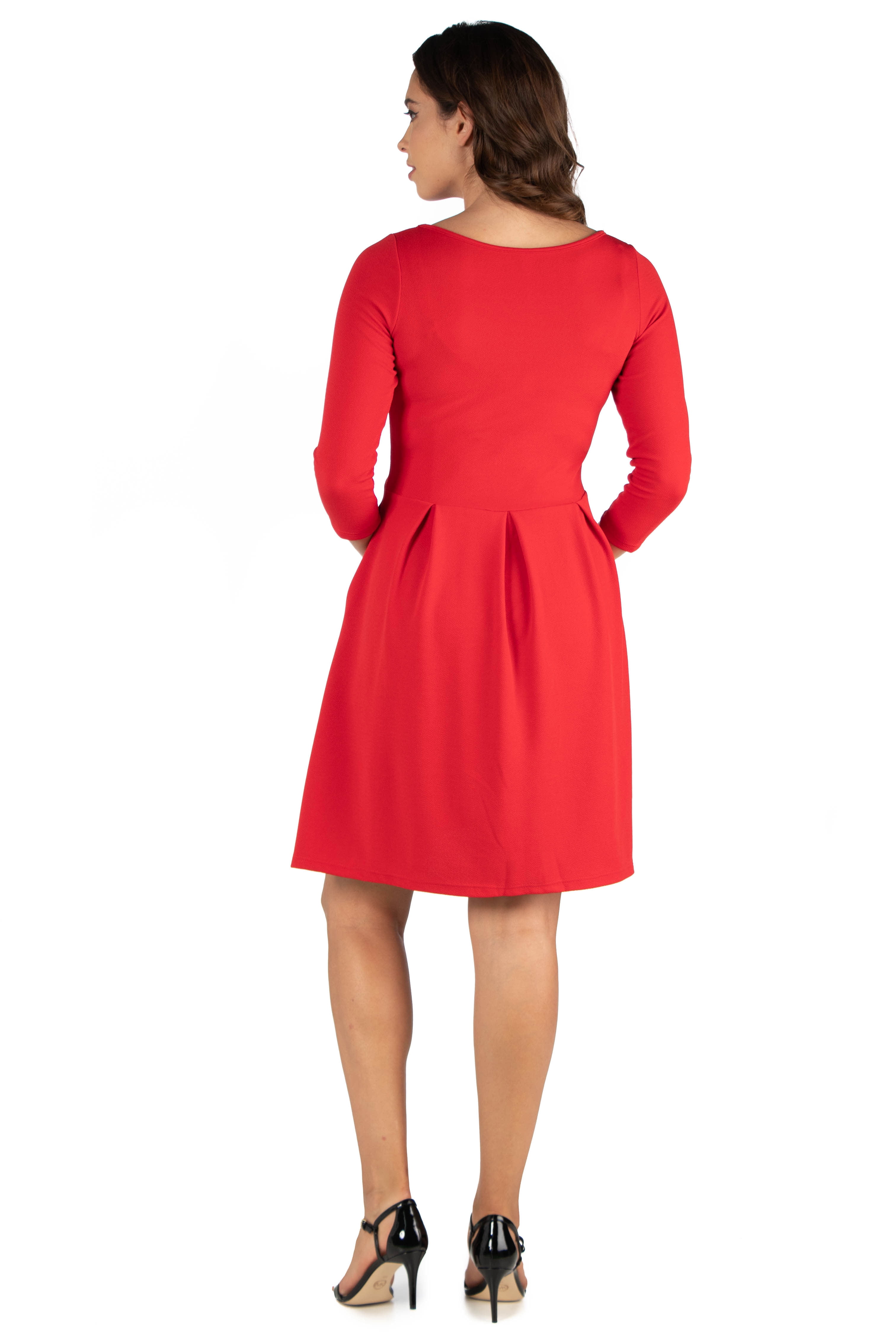 24/7 Comfort Apparel Perfect Fit and Flare Maternity Pocket Dress