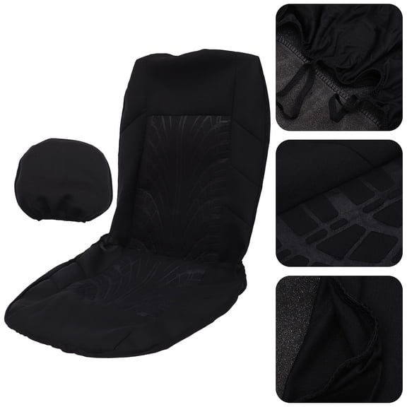 OULII 1Set Breathable Black Seat Cover with Snaps for Front Car Seats Truck Van Suv