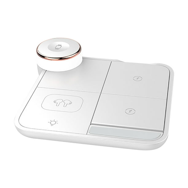 Soporte para teléfono de coche, soporte para teléfono 4 en 1, cargador inalámbrico plegable, cargador inalámbrico universal para teléfono celular, carga rápida de 15 W, luz ambiental de color, cargado