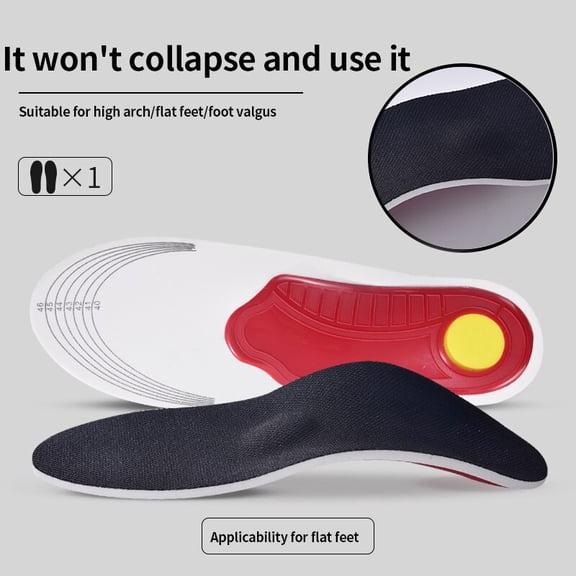 Premium High Arch Support Insoles Gel Pad 3D Arch Support Flat Feet for Women Men Orthopedic Foot Pain Damping Cushion Black EU45-46(280mm)