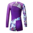 thumbnail image 2 of renvena Kids Girls One Piece Gymnastics Leotard Long Sleeve Ballet Dance Bodysuit Short Unitard Size 4-14 Purple 12, 2 of 7