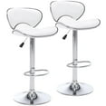 thumbnail image 6 of Adjustable Swivel Bar Stools Set of 2 , Modern PU Leather Upholstered Bar Chairs with Chrome Base for Kitchen Island, Dining Room, Pub, Counter (White), 6 of 10