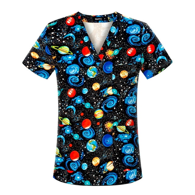 Ropa de lavado con estampado de dibujos animados, ropa de mano con cepillo, ropa de enfermera, camiseta de manga corta con cuello en V para mujer, ropa quirúrgica, ropa de trabajo para hombres