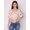 White & Peach, variant on DressBerry Women's Printed Crop Top Blouse Balloon Sleeves Broad V Neck Casual Summer High Rise Short Slip Ontop