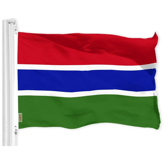 G128 Gambia Gambian Flag | 3x5 Ft | LiteWeave Pro Series Printed 150D Polyester | Country Flag, Indoor/Outdoor, Vibrant Colors, Brass Grommets, Thicker and More Durable Than 100D 75D Polyester