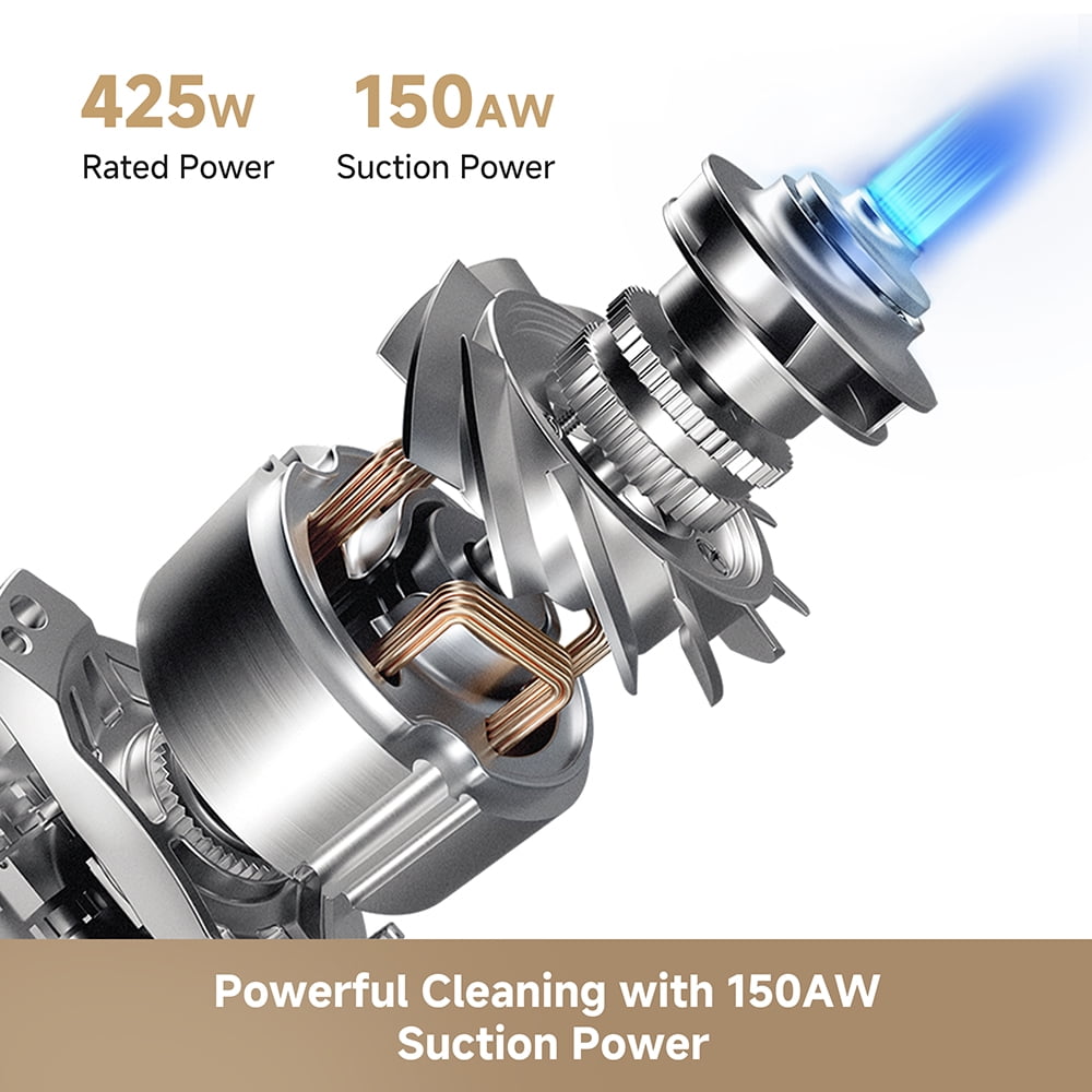 Dreame CleanX W15 Cordless Stick Vacuum, 150AW Strong Suction, Celeste LED Illumination, Anti-Tangle, Hard Floor & Carpet Cleaning, 90 Min Battery Life, LED Screen, 3.75 lb, Versatile Attachments