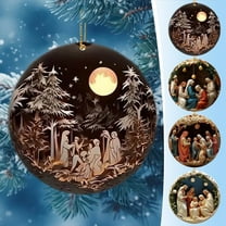 Djunllk Christmas Nativity Scene Ornaments, Xmas 2D Flat Religious The Birth of Jesus Christmas Hanging Ornaments Christmas Decorations for Holiday, Party, Home