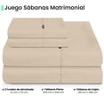 thumbnail image 2 of Sabanas Lisas Ubbe, Tamaño Matrimonial, Color Avena, 4 Piezas, 2 of 7