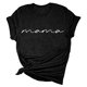 thumbnail image 5 of Camiseta informal de cuello redondo estampada para mujer: manga corta, corte holgado, encaje entretejido, diseño irregular para primavera/verano/otoño, 5 of 5