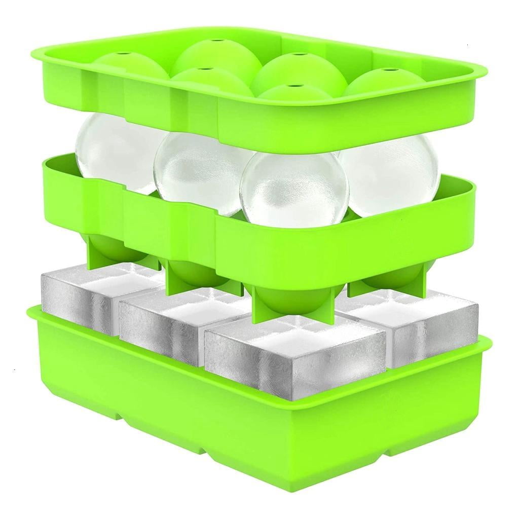 2 PCS Round and Square Flexible Food Grade Ice Tray Kitchen Accessories Ice Maker for Wine Cocktails