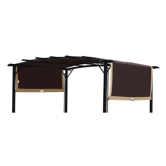 Universal Replacement Canopy Cover for 12x9 Ft Curved Pergola Frame - UV-Protective Fabric, Retractable Side Shades, Fade Resistant Brown Shade