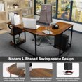 Elephance Modern LShape Computer Desk Study Writing Table with Shelves