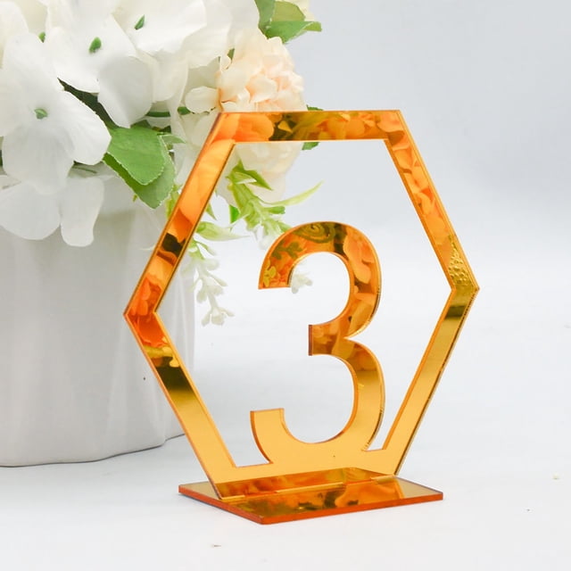 Mashaouyo Desktop Decor Three Dimensionals Gold And Silver Acrylic Wedding Digital Table Number Card Table Seat Card Mirror Table Ornaments