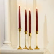 Red Flameless Taper Candles with Remote - 11 Inch LED Candlesticks, Realistic 3D Flame with Wick, Burgundy Real Wax, Wedding Decor,  Christmas Decor, Automatic Timer, Batteries Included - Set of 4
