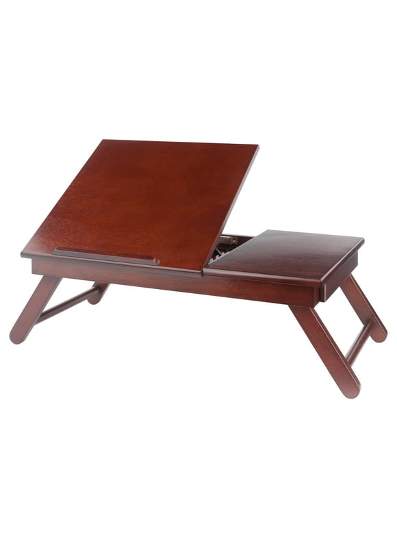 Winsome Wood Alden Tilt Top Personal Lap Desk, Tray with Drawer, Walnut Finish
