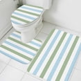 thumbnail image 3 of Sage Green Blue Striped Bath Mat 3 Piece Bathroom Rug Set, Farmhouse Sage Green Stripes Non Slip Bath Rug Contour Mat and Toilet Lid Cover, Absorbent Shower Mats Soft Bath Rugs and Mats Sets, 3 of 8
