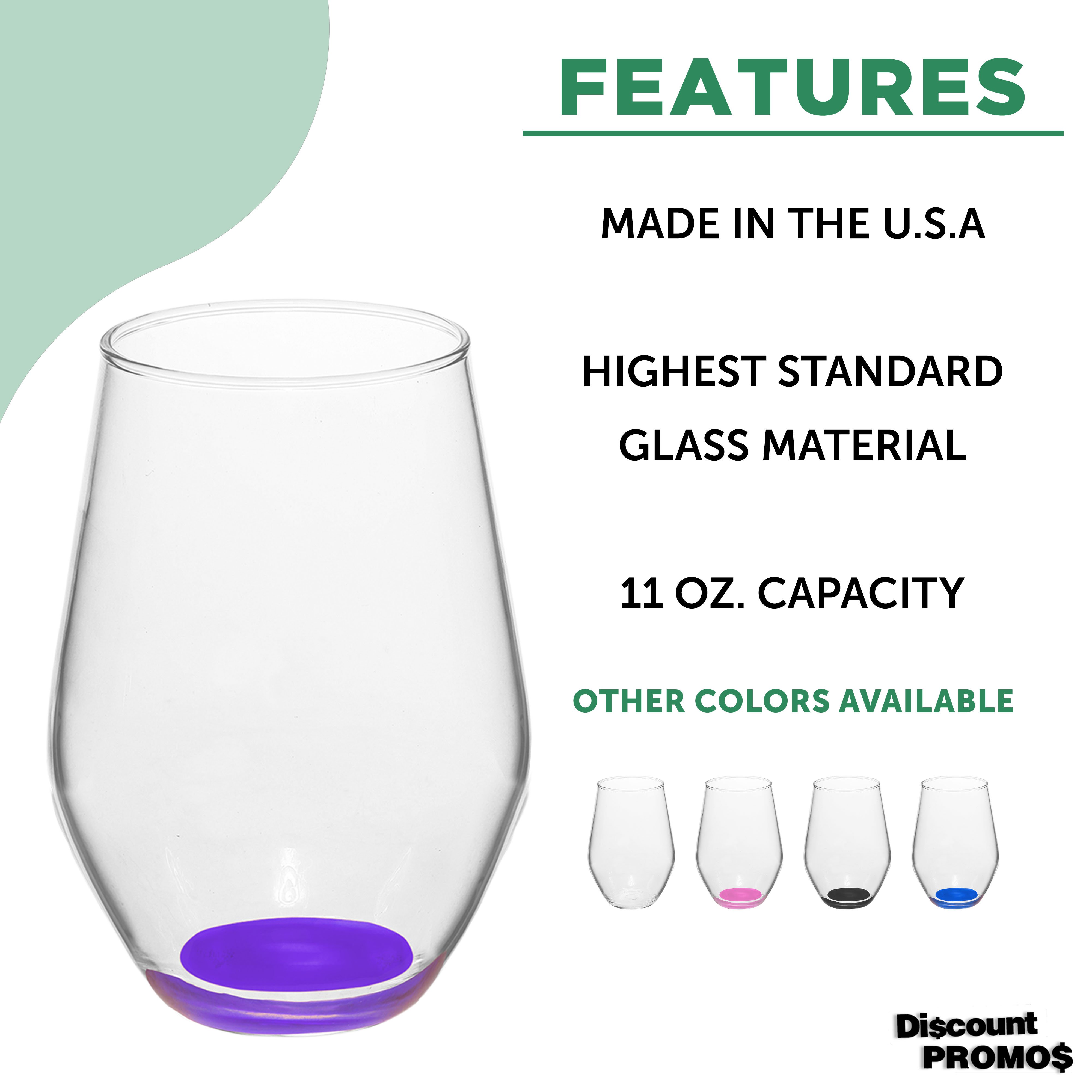 Concerto Stemless Wine Glasses 11 oz. Set of 12, Bulk Pack - Restaurant Glassware, Perfect for Red Wine, White Wine or Cocktails - Purple