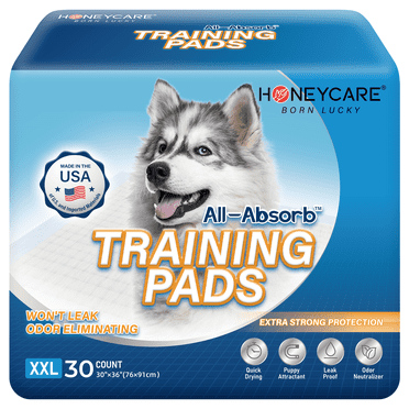 Honey Care A39 XXL 30"x36", 30 Count, Dog and Puppy Training Pads, Ultra Absorbent, Blue