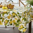 thumbnail image 4 of Zesty Yellow Lemon Vines 52 x 52 inch Square Inch Round Vinyl Flannel Backed Party Tablecloth, 4 of 8