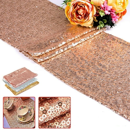 1/5/10pcs Rose Gold Sequin Table Runners, Sparkly Table Cloth Fabric Tablecloth Wedding Christmas Thanksgiving Event Banquet Decor Photography Background Backdrop Photo Studio (Best Looking Thanksgiving Table)