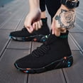 thumbnail image 2 of High Top Stretch Knit Slip On Sneakers Lace Up Shock Absorbing Walking Running Shoes, 2 of 4