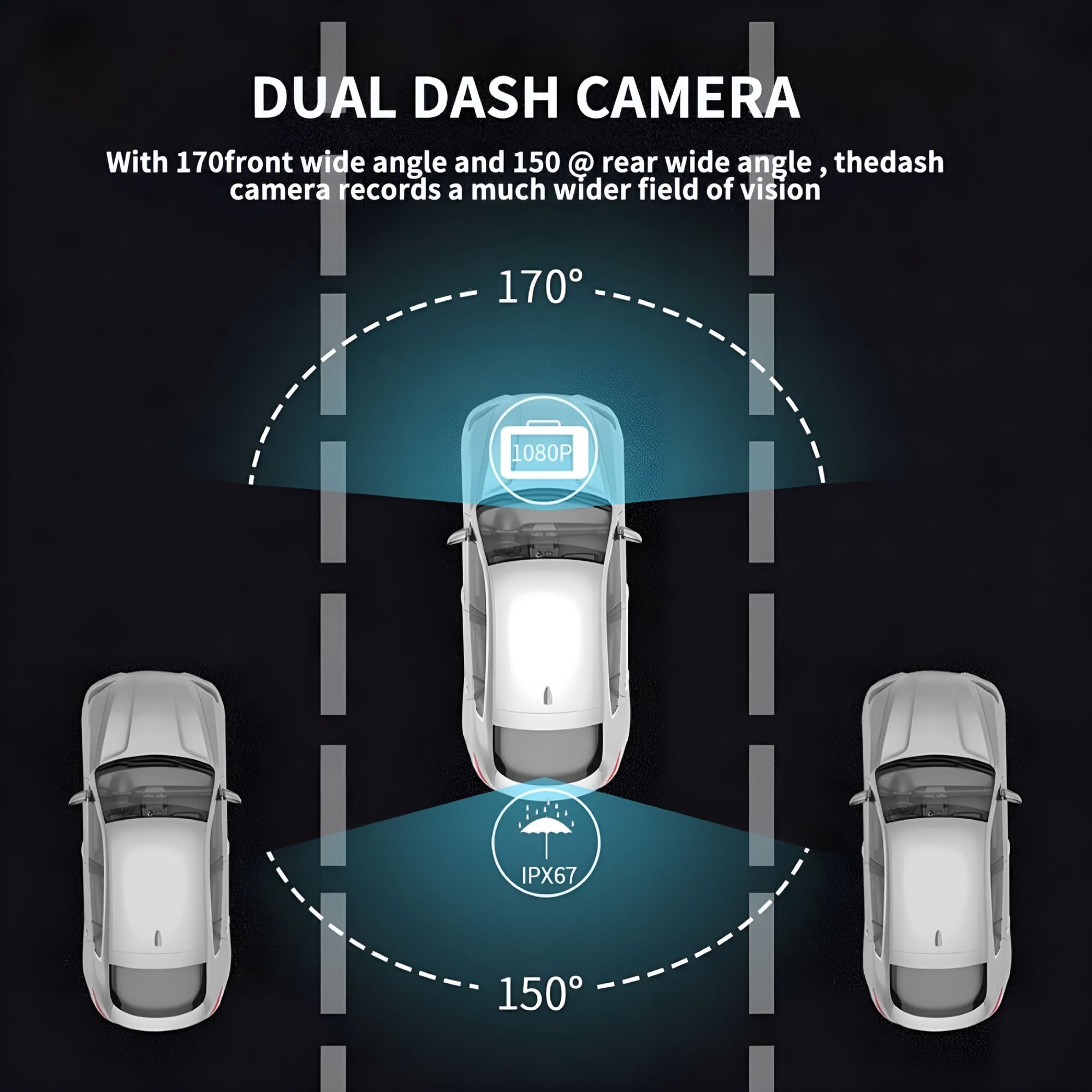 GJX 2026 New Dash Cam Front and Rear, Dash Camera for Cars, Super Night Vision, Car Dash Cam 480P Dashboard Camera with G-Sensor, Parking Monitor, Loop Recording, Motion Detection Car Camera