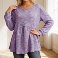 thumbnail image 2 of Tisuna Women'S Fall T-Shirts Stylish Solid Color Crewneck Tops Ladies Daily Wear Tee Shirts Size Xxxxl, 2 of 6