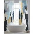 thumbnail image 5 of Abstract Color Block Sheer Curtains 108 Inches Long 2 Panels Black Gold Modern Oil Painting Art Light Filtering Semi Sheer Window Curtains Drapes for Bedroom Living Room 52"x108", 5 of 7