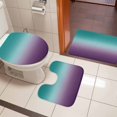 thumbnail image 4 of Teal Purple Ombre Bath Mat 3 Piece Bathroom Rug Set, Turquoise Gradient Modern Abstract Art Non Slip Bath Rug Contour Mat and Toilet Lid Cover, Absorbent Shower Mats Soft Bath Rugs and Mats Sets, 4 of 8