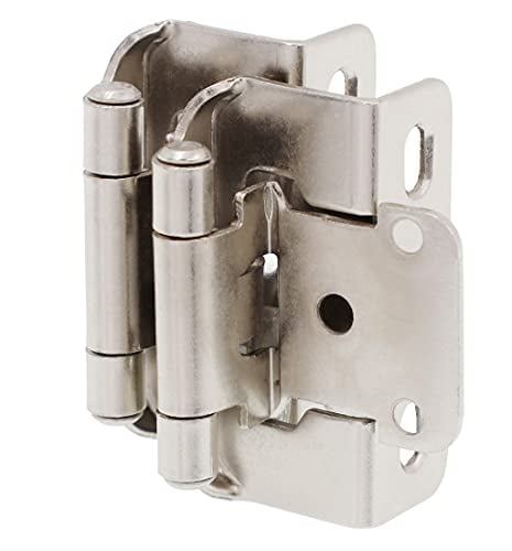 Partial Overlay Cabinet Hinges 1/2” 25 Pair 50 Pack Brushed Nickel Semi Wrap 