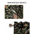 thumbnail image 6 of Black Spring Floral 2 Panel Kitchen Curtains for Small Windows, Elegant Pastoral Flowers Birds Retro Art Bathroom Tier Curtain, Short Window Treatment for Bedroom/Living Room 55"x24", 6 of 6