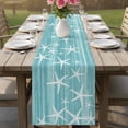 thumbnail image 4 of Teal Coastal Table Runner 60 Inches, Summer Ocean Waves Ombre Sea Starfish Bed Runner Dresser Scarves Tabletop for Indoor Outdoor Parties/Ceremony/Banquet, 13" x 60", 4 of 9