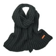 thumbnail image 4 of BWASD Winter Knit Scarf for Women Men Casual Solid Color Shawl Wraps Oversized Long Soft Warm Windproof Cable Fashion Outdoor Outfit Black, 4 of 6