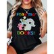 thumbnail image 1 of Creative English Colorful Elephant Pattern Print Women's Fashion Trendy Round Neck Short Sleeve, Simple Casual Sports T-shirt, Holiday Comfortable Summer Top Women's Clothing, 1 of 6
