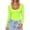 27# Fluorescent Green, variant on Deep Scoop Neck for Women's Long Sleeve Tops Slim Fit Solid Basic Tees Casual T-Shirt Red S