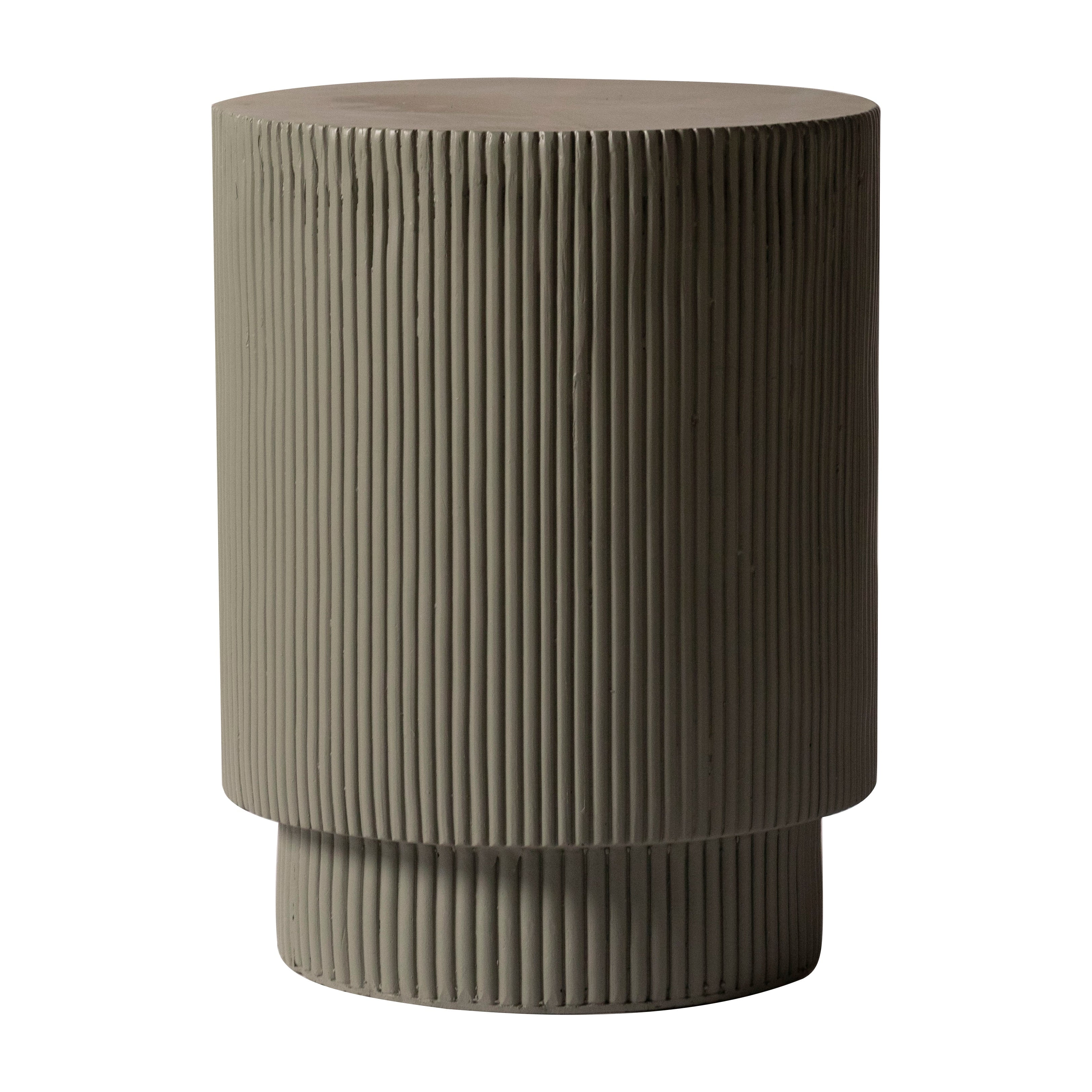 LeisureMod Modern Side Table Round Fiberstone Top Accent End Table for Home, Outdoor Patio, Living Room Sofa, Weather-Resistant, Eden Series in Grey