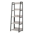 thumbnail image 2 of Wooden Bookshelf with 5 Open Compartments Washed White and Black - Saltoro Sherpi, 2 of 6