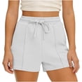 thumbnail image 1 of Shorts de Sudadera para Mujer - Shorts Cómodos de Cintura Alta con Cordón, Casuales de Verano para Entrenamiento, Blanco, M, 1 of 5