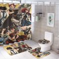 thumbnail image 1 of Fairy Tail - Juego de 4 cortinas de ducha con alfombrillas antideslizantes, tapa de inodoro y alfombrilla de baño, cortina de ducha impermeable con dibujos animados para niños con 12 ganchos,, 1 of 8